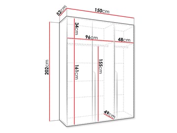 Milias Garderob 150x202 cm - Brun/svart - Förvaring - Klädförvaring - Garderob & garderobssystem - Klädskåp & fristående garderob