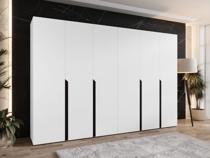 Milias Garderob 300x202 cm - vit, svart - Förvaring - Klädförvaring - Garderob & garderobssystem - Klädskåp & fristående garderob