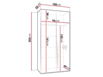 Milias Garderob med spegel 100x202 cm - svart - Förvaring - Klädförvaring - Garderob & garderobssystem