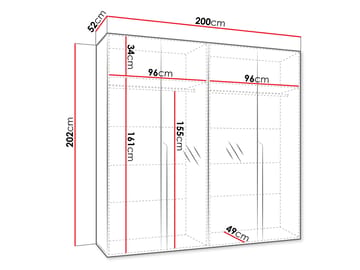 Milias Garderob med spegel 200x202 cm - Brun/svart - Förvaring - Klädförvaring - Garderob & garderobssystem