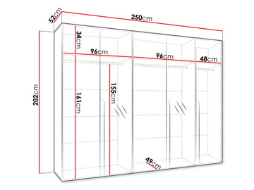 Milias Garderob med spegel 250x202 cm - vit - Förvaring - Klädförvaring - Garderob & garderobssystem