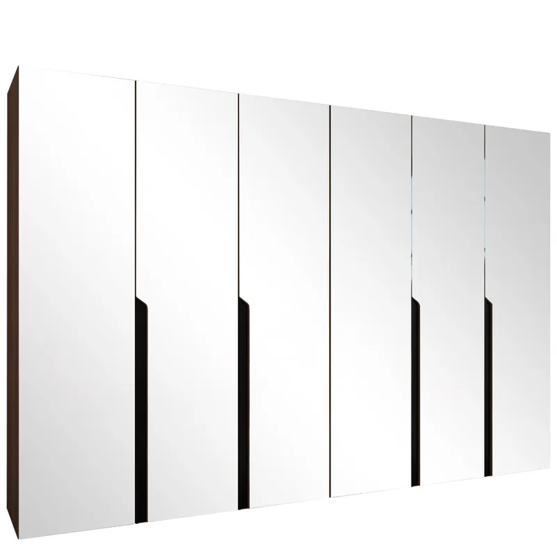 Milias Garderob med spegel 300x202 cm - Brun/svart - Förvaring - Klädförvaring - Garderob & garderobssystem