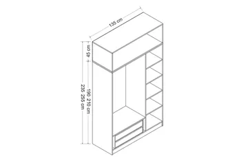 Minar Garderob 135 cm - Vit - Förvaring - Klädförvaring - Garderob & garderobssystem