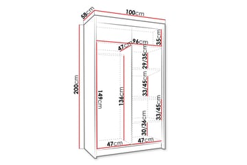 Narbonne Garderob 100x200 cm - Beige - Förvaring - Klädförvaring - Garderob & garderobssystem