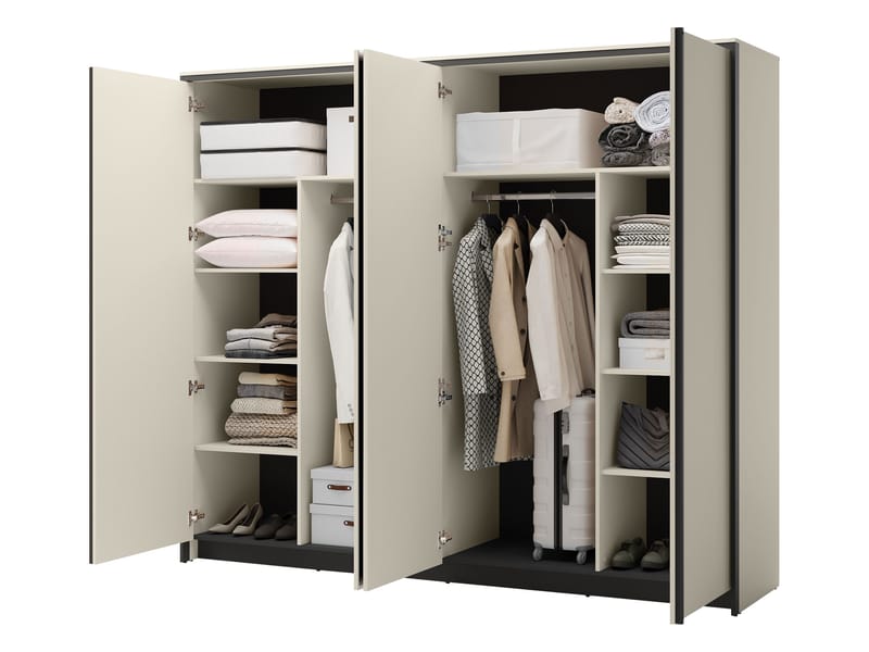 Navron Garderob med Spegel 251x215 cm - Beige - Förvaring - Klädförvaring - Garderob & garderobssystem