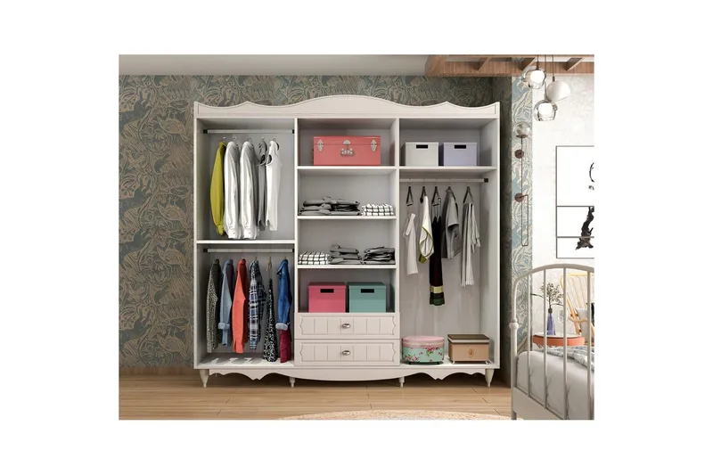 Noric Garderob 210x190 cm - Matt Vit - Förvaring - Klädförvaring - Garderob & garderobssystem