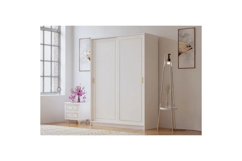 Olyven Garderob 140x190 cm - Matt Vit - Förvaring - Klädförvaring - Garderob & garderobssystem