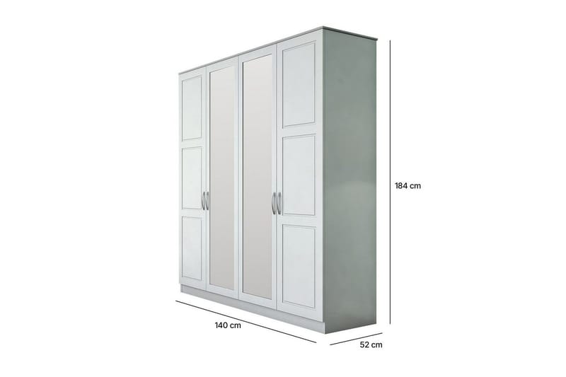 Orlenis Garderob 140x184 cm - Matt Vit - Förvaring - Klädförvaring - Garderob & garderobssystem