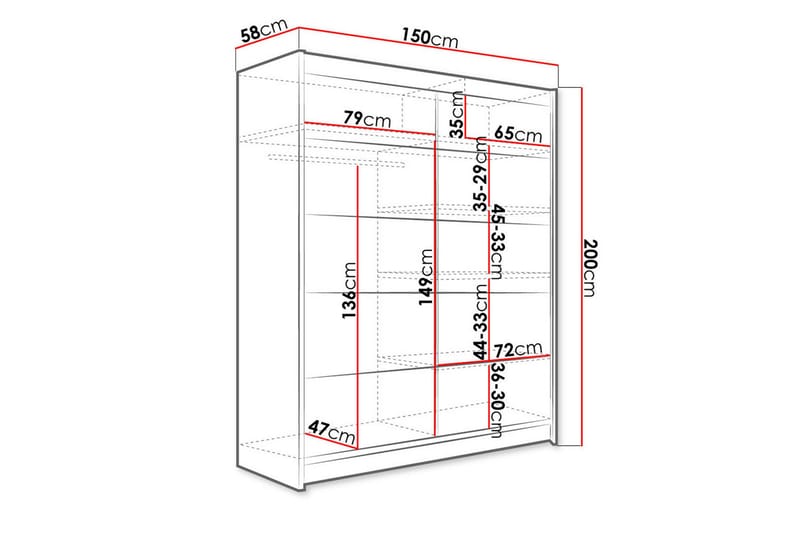 Pickering Garderob 150x200 cm - Brun/Vit - Förvaring - Klädförvaring - Garderob & garderobssystem