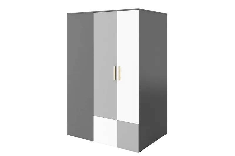 Pok Garderob 130x93x193 cm - Grå/Svart/Vit - Förvaring - Klädförvaring - Garderob & garderobssystem
