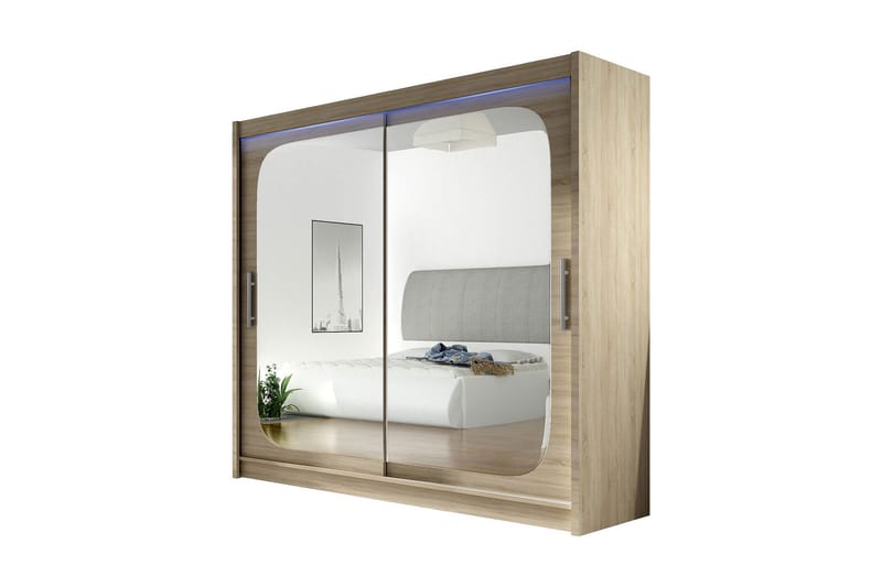 Prag Garderob 180x57x215 cm - Beige|Vit - Förvaring - Klädförvaring - Garderob & garderobssystem - Klädskåp & fristående garderob
