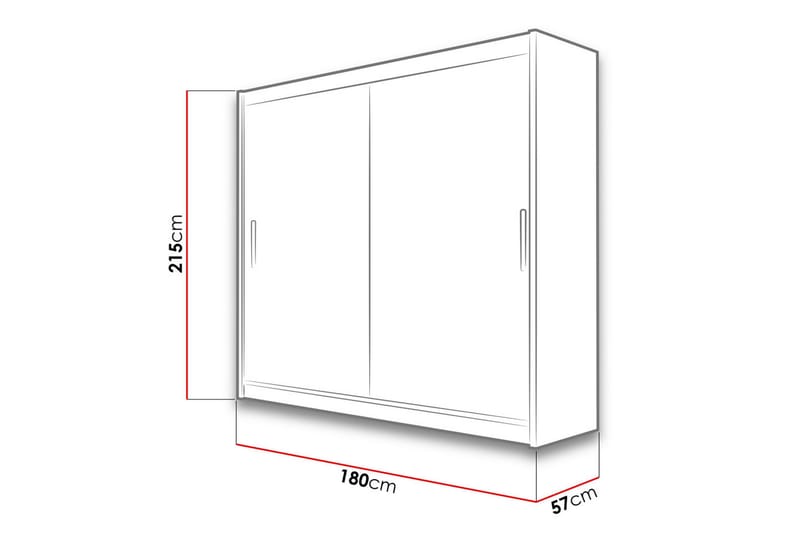 Prag Garderob 180x57x215 cm - Vit - Förvaring - Klädförvaring - Garderob & garderobssystem - Klädskåp & fristående garderob