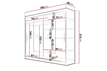 Prag Garderob 180x57x215 cm - Vit - Förvaring - Klädförvaring - Garderob & garderobssystem