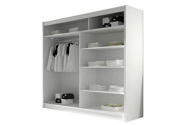 Prag Garderob 180x57x215 cm - Vit - Förvaring - Klädförvaring - Garderob & garderobssystem - Klädskåp & fristående garderob