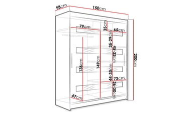 Presto Garderob 58x150 cm - Vit/Svart - Förvaring - Klädförvaring - Garderob & garderobssystem
