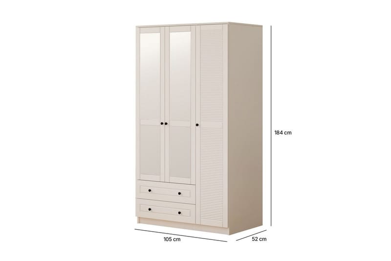 Rynric Garderob 105x184 cm - Matt Vit - Förvaring - Klädförvaring - Garderob & garderobssystem