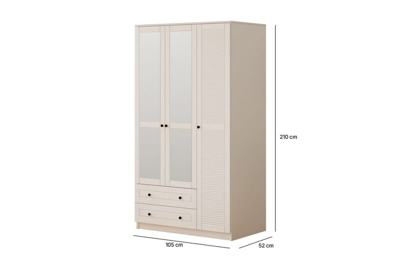 Rynric Garderob 105x210 cm - Matt Vit - Förvaring - Klädförvaring - Garderob & garderobssystem