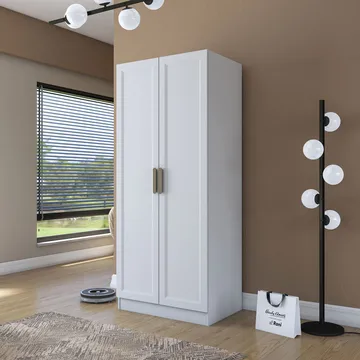 Sarnor Garderob 90x210x57,5 cm - Vit - Förvaring - Klädförvaring - Garderob & garderobssystem - Klädskåp & fristående garderob