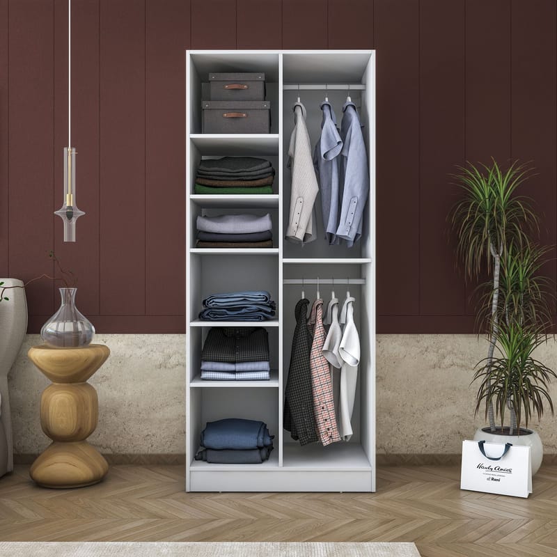 Sarnor Garderob 90x210x57,5 cm - Vit - Förvaring - Klädförvaring - Garderob & garderobssystem - Klädskåp & fristående garderob