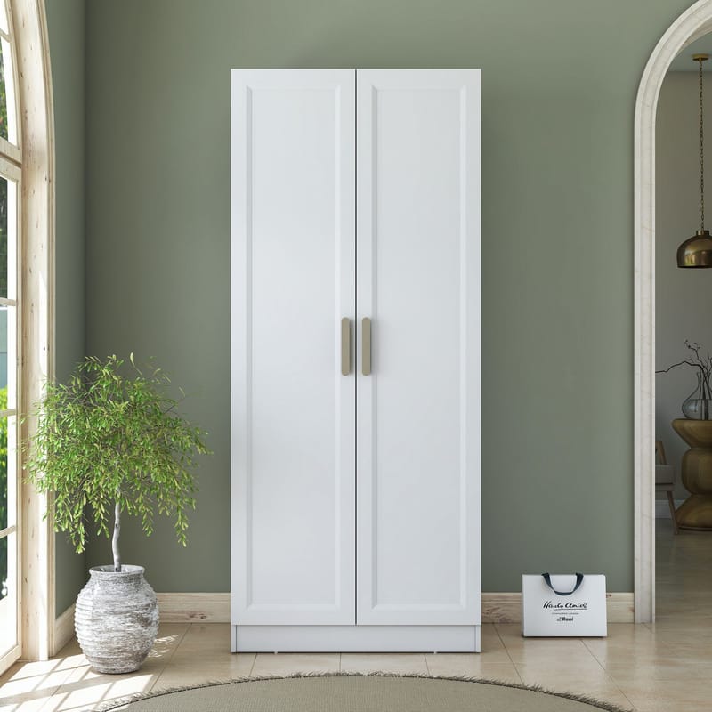 Sarnor Garderob 90x210x57,5 cm - Vit - Förvaring - Klädförvaring - Garderob & garderobssystem - Klädskåp & fristående garderob