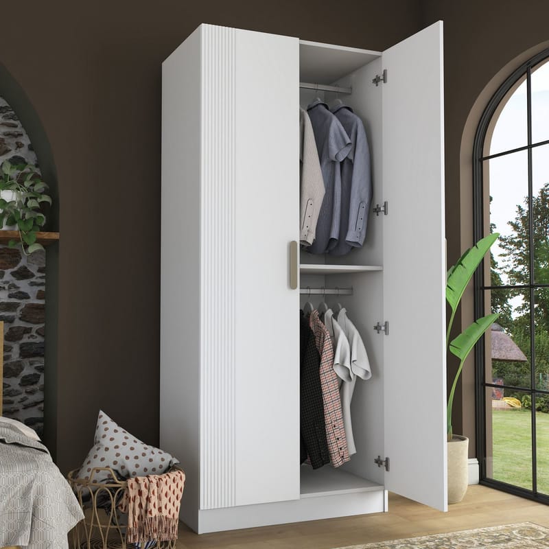 Sarnor Garderob 90x210x57,5 cm - Vit - Förvaring - Klädförvaring - Garderob & garderobssystem - Klädskåp & fristående garderob