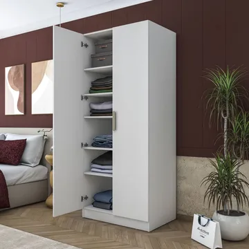 Sarnor Garderob 90x210x57,5 cm - Vit - Förvaring - Klädförvaring - Garderob & garderobssystem - Klädskåp & fristående garderob
