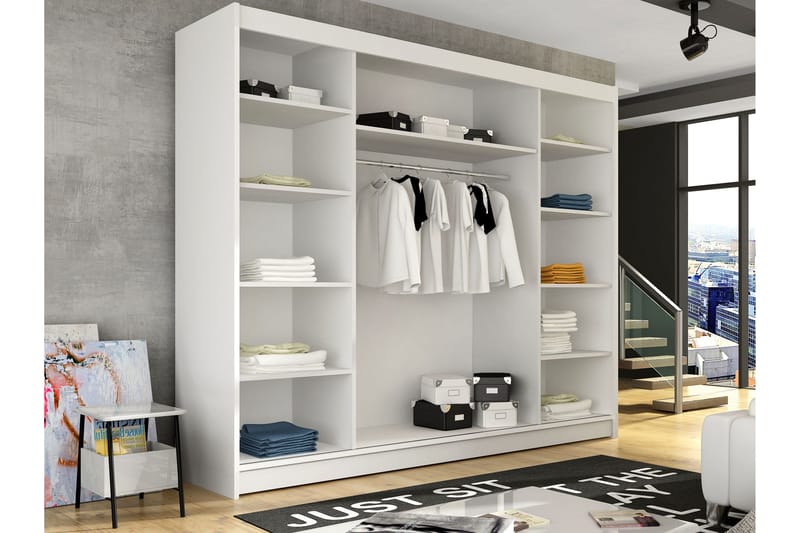 Sia Garderob med Spegel 250x215 cm - Vit - Förvaring - Klädförvaring - Garderob & garderobssystem