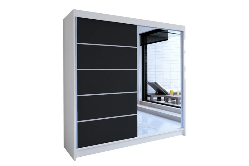 Talin Garderob 58x180 cm LED-belysning, Vit/Svart