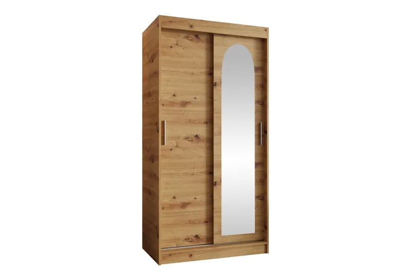 Tallmo Garderob m. Spegel 100x200 cm - Brun/Beige - Förvaring - Klädförvaring - Garderob & garderobssystem