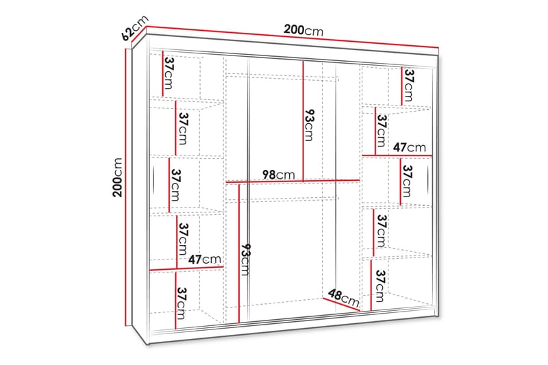 Tallmo Garderob m. Spegel 200x200 cm - Förvaring - Klädförvaring - Garderob & garderobssystem