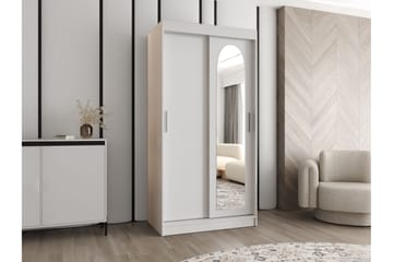 Tallmo Garderob med Spegel 100x200 cm i Trä - Vit - Förvaring - Klädförvaring - Garderob & garderobssystem