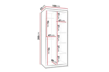 Tallmo Garderob med Spegel 100x200 cm i Trä - Vit - Förvaring - Klädförvaring - Garderob & garderobssystem