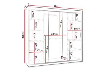 Tallmo Garderob med Spegel 180x200 cm i Målat Trä - Grå - Förvaring - Klädförvaring - Garderob & garderobssystem