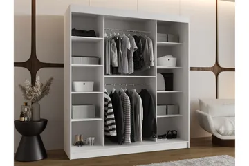 Tallmo Garderob med Spegel 180x200 cm i Målat Trä - Grå - Förvaring - Klädförvaring - Garderob & garderobssystem