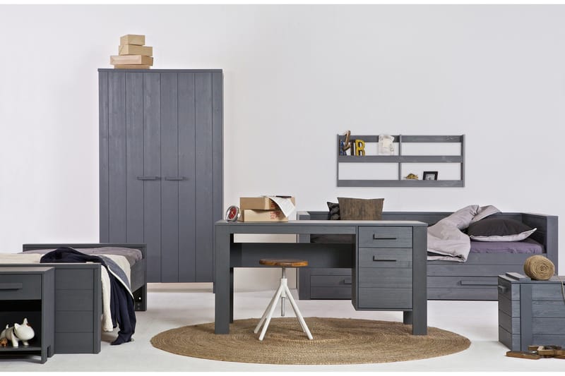 Tenney Garderob 111 cm - Stålgrå Tall - Förvaring - Klädförvaring - Garderob & garderobssystem