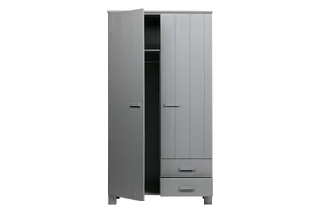 Tenney Garderob med 2 Lådor 111 cm - Grå Tall - Förvaring - Klädförvaring - Garderob & garderobssystem