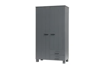 Tenney Garderob med 2 Lådor 111 cm - Stålgrå Tall - Förvaring - Klädförvaring - Garderob & garderobssystem