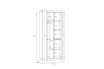 Tolovgrad Garderob 54x92 cm - Grå/Vit - Förvaring - Klädförvaring - Garderob & garderobssystem