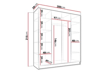 Vadstena Garderob 200 cm - Svart/Guld - Förvaring - Klädförvaring - Garderob & garderobssystem