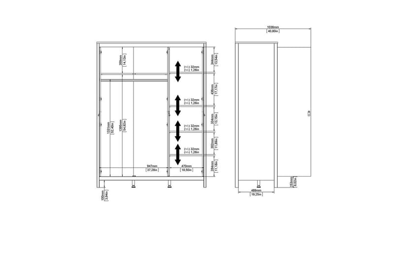 Vallvidera Garderob 150x199 cm - Svart - Förvaring - Klädförvaring - Garderob & garderobssystem