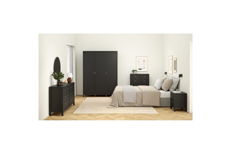Vallvidera Garderob 150x199 cm - Svart - Förvaring - Klädförvaring - Garderob & garderobssystem