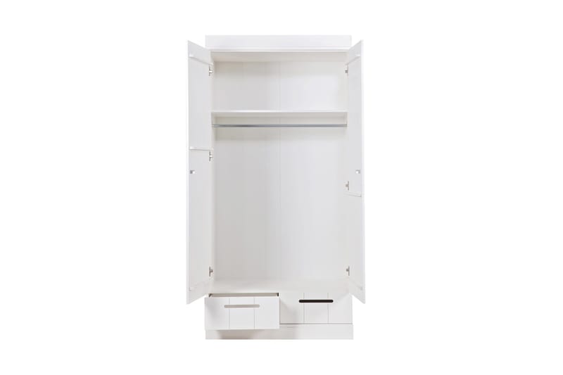 Varius Garderob 195 cm 2 Dörrar 2 Lådor - Vit Tall - Förvaring - Klädförvaring - Garderob & garderobssystem