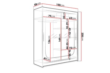 West Garderob 150x58x200 cm LED-belysning - Beige - Förvaring - Klädförvaring - Garderob & garderobssystem