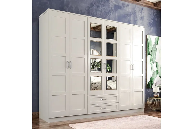 Zyricon Garderob 210x184 cm - Vit - Förvaring - Klädförvaring - Garderob & garderobssystem