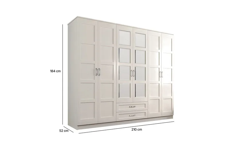 Zyricon Garderob 210x184 cm - Vit - Förvaring - Klädförvaring - Garderob & garderobssystem