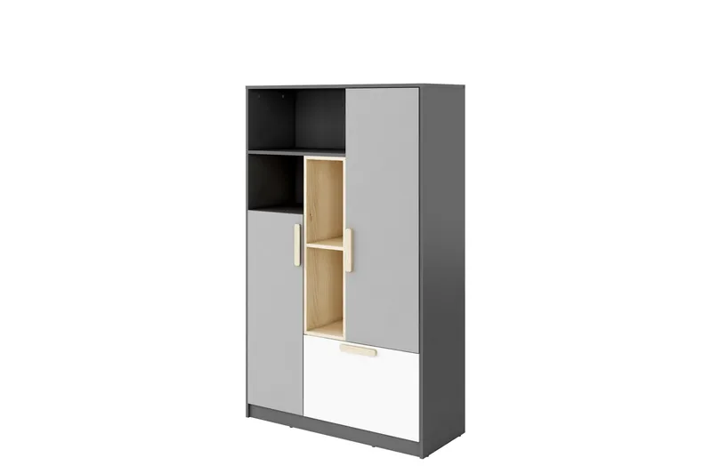 Dekona Highboard, Mörkgrå/Ljusgrå/Vit/Beige