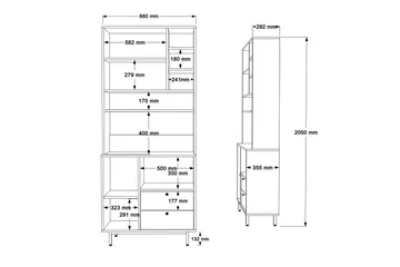 Donae Highboard - Ek/Antracit - Förvaring - Skåp - Förvaringsskåp
