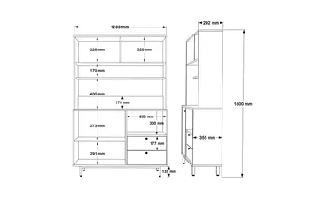 Donae Highboard - Ek/Vit - Förvaring - Skåp - Förvaringsskåp