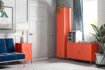 Cache Förvaringsskåp 38x40 cm 1 Dörr Orange - Novogratz - Förvaring - Skåp - Förvaringsskåp - Omklädningsskåp