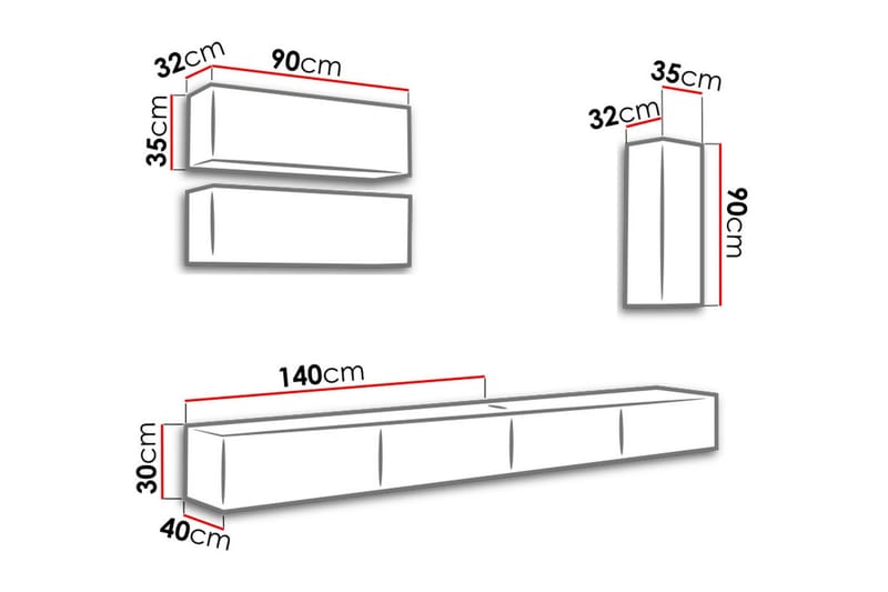 Narbonne Väggenhet 280 cm - Natur/Svart - Möbler - Tv möbel & mediamöbel - TV-möbelset